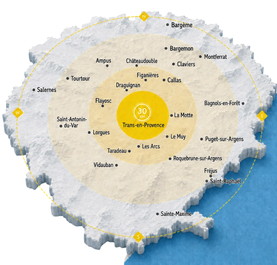 Carte zones d'intervention Draguignan